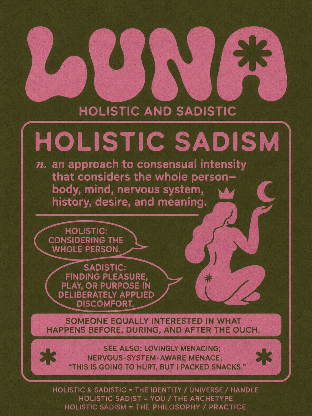 Luna Holistic Sadism manifesto and definition graphic
